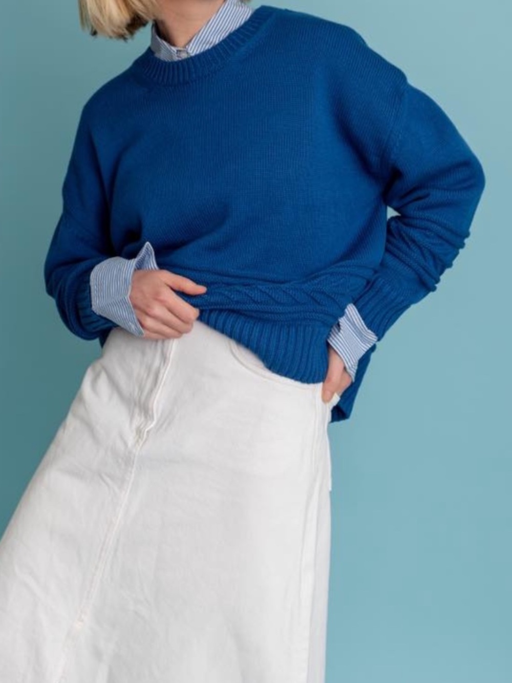 Charl Knitwear West Jumper in Blue - Picture 3 of 11
